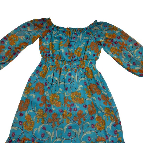 Sofia Vegara Floral Off the Shoulder Dress with Blouson Sleeves Women's Size L - Picture 3 of 9